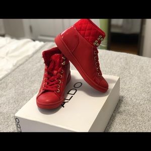 Red leather shoes